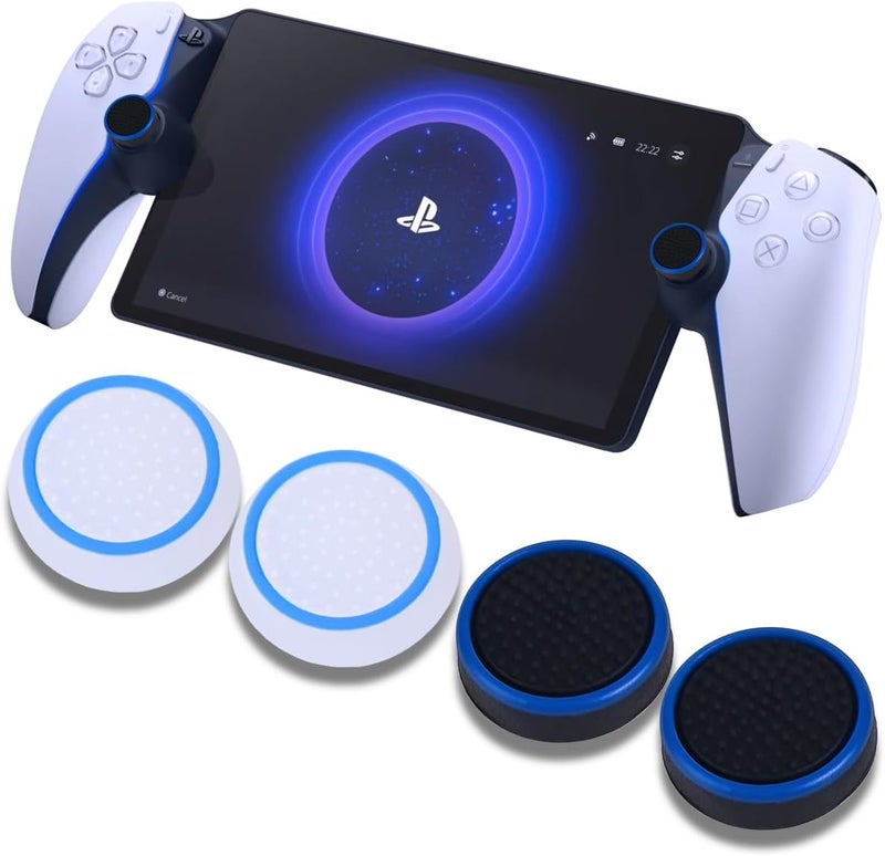Sunmike PS Portal Thumb Grips Black, Full Protection Analog Stick Cover Silicone Joystick Caps Anti-Scratch & Anti-Slip Thumbstick Replacement Thumb Grips Caps PS Portal Accessories (4 Pcs) - Blue - Image 2